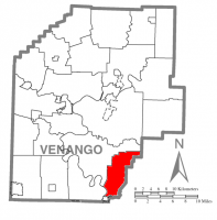 Map of Venango County, Pennsylvania highlighting Richland Township