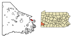 Location of Monongahela in Washington County, Pennsylvania.