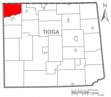 Map of Tioga County Highlighting Brookfield Township