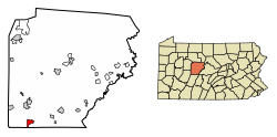 Location of Westover in Clearfield County, Pennsylvania.