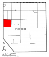 Map of Potter County, Pennsylvania highlighting Roulette Township