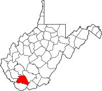 Map of West Virginia highlighting Wyoming County