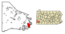 Location of California in Washington County, Pennsylvania.