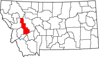 Map of Montana highlighting Powell County