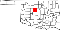 Map of Oklahoma highlighting Kingfisher County