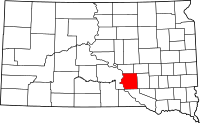 Map of South Dakota highlighting Brule County