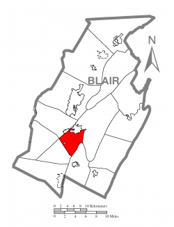 Map of Blair County, Pennsylvania highlighting Blair Township