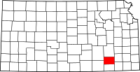 Map of Kansas highlighting Elk County