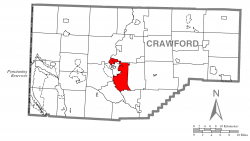 Location of West Mead Township in Crawford County