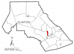 Map of Clinton County, Pennsylvania highlighting Allison Township