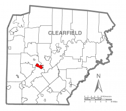 Map showing Lumber City in Clearfield County