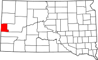 Map of South Dakota highlighting Lawrence County