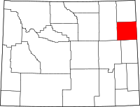 Map of Wyoming highlighting Weston County
