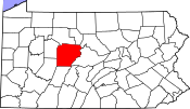 Map showing Clearfield County in Pennsylvania