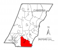 Map of Cambria County, Pennsylvania highlighting Adams Township