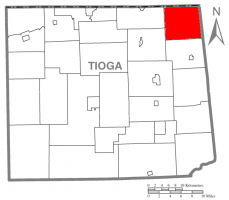 Map of Tioga County Highlighting Jackson Township