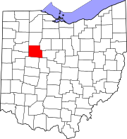Map of Ohio highlighting Hardin County