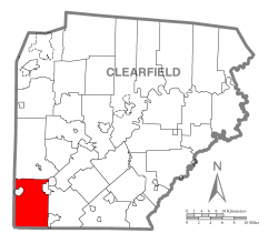 Map of Clearfield County, Pennsylvania highlighting Burnside Township