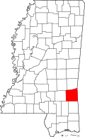 Map of Mississippi highlighting Wayne County