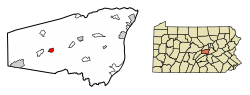 Location of Beavertown in Snyder County, Pennsylvania.
