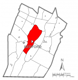 Map of Bedford County, Pennsylvania highlighting Bedford Township