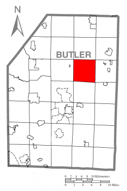 Map of Butler County, Pennsylvania highlighting Concord Township