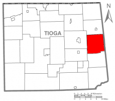 Map of Tioga County Highlighting Sullivan Township