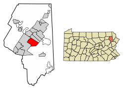 Location of Dunmore in Lackawanna County, Pennsylvania.