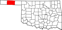 Map of Oklahoma highlighting Texas County