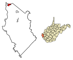Location of Ceredo in Wayne County, West Virginia.