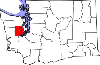Map of Washington highlighting Mason County