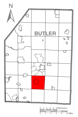 Map of Butler County, Pennsylvania highlighting Penn Township