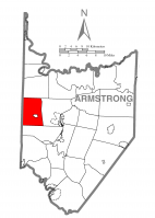 Map of Armstrong County, Pennsylvania highlighting West Franklin Township