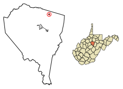 Location of Jane Lew in Lewis County, West Virginia.