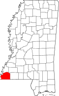 Map of Mississippi highlighting Wilkinson County