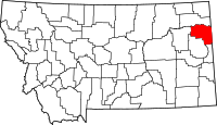 Map of Montana highlighting Richland County