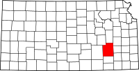 Map of Kansas highlighting Greenwood County