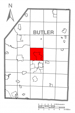 Map of Butler County, Pennsylvania highlighting Center Township