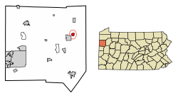 Location of Sandy Lake in Mercer County, Pennsylvania.