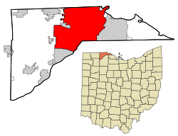 Location of Toledo within Lucas County, Ohio