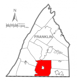 Map of Franklin County, Pennsylvania highlighting Antrim Township