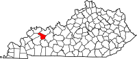 Map of Kentucky highlighting McLean County