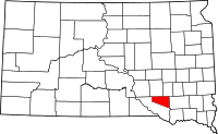Map of South Dakota highlighting Douglas County