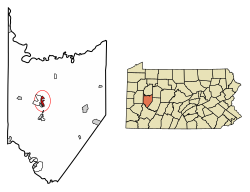 Location of Kittanning in Armstrong County, Pennsylvania.