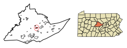 Location of Bellefonte in Centre County, Pennsylvania.