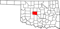 Map of Oklahoma highlighting Canadian County