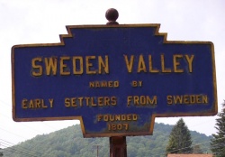 Keystone marker in Sweden Valley, a community within the township