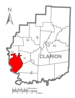 Map of Clarion County, Pennsylvania highlighting Perry Township